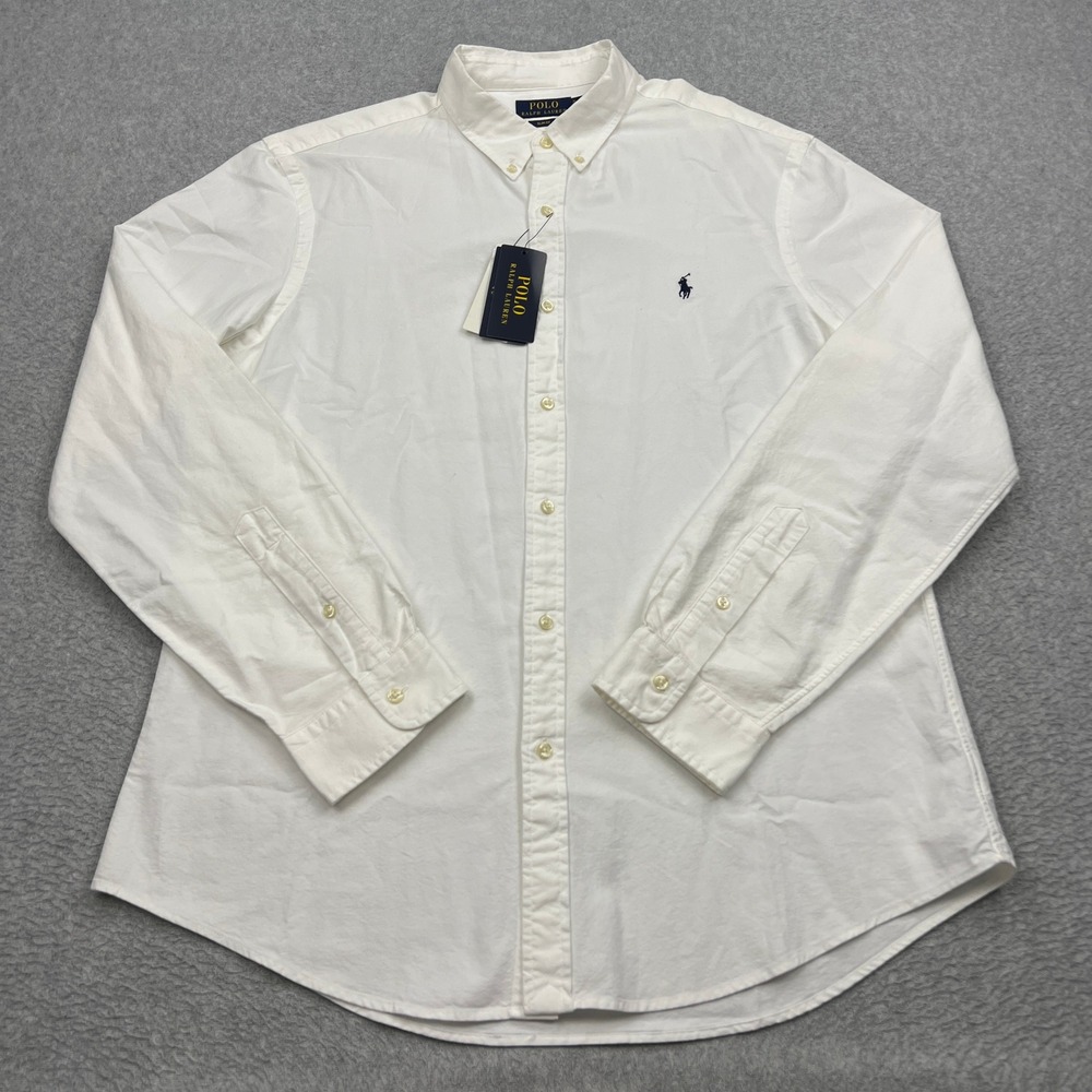 NEW Polo Ralph Lauren Sport Shirt Mens XL White Slim Fit Oxford Button Down Pony